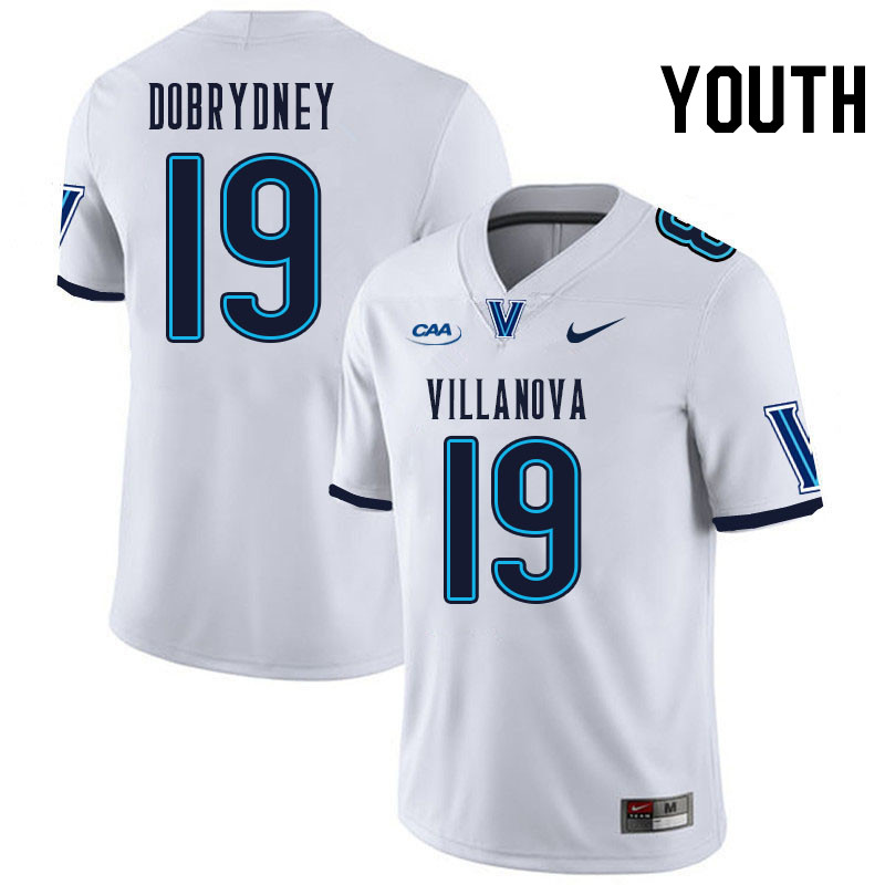 Youth #19 Chris Dobrydney Villanova Wildcats College Football Jerseys Stitched Sale-White